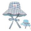 Plaid Fisherman's Hat Dual-Style Reversible Wear Wide Brim Sun Hats With Chin Strap Cute Pastel Plaid Beach Hat For Outdoor Trav