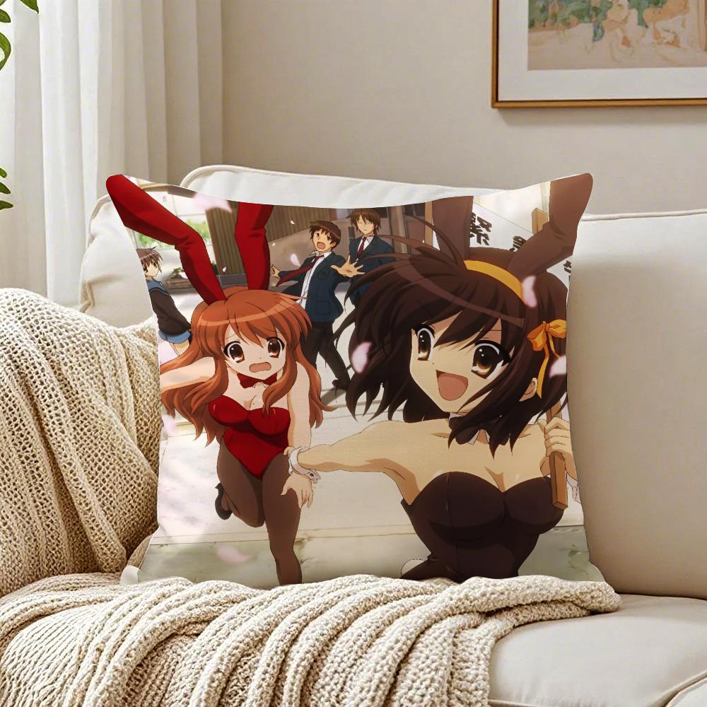 Classic Anime TThe Melancholy of Haruhi Suzumiya Cushion Cover Pillowcase Antidustmite living Room Sofa Decor Cushion Room