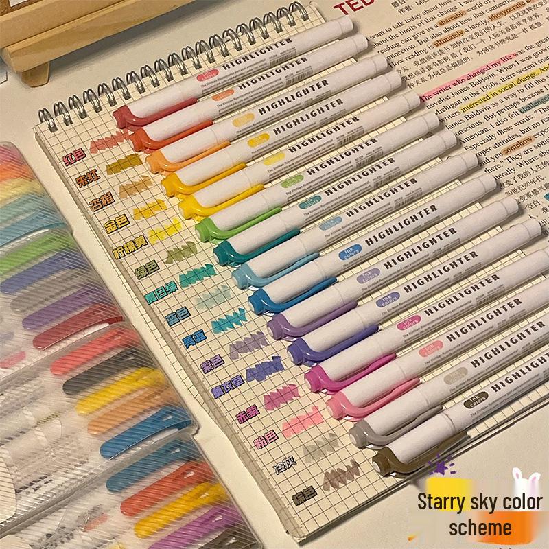 Double-Ended Fluorescent Pens, 30 Vibrant Colors - Non-Bleeding for Student Planners & Highlights