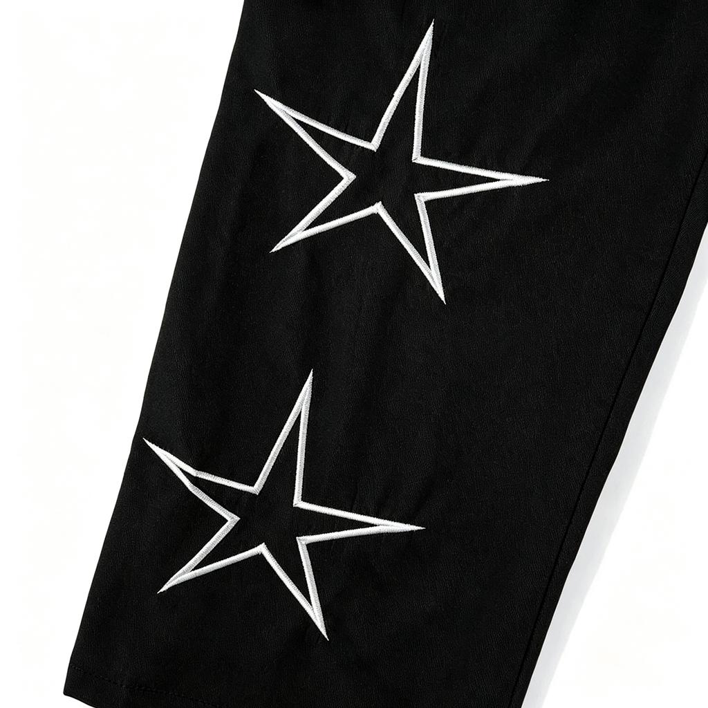 Men's Retro Streetwear Embroidered Casual Pants for Spring and Fall