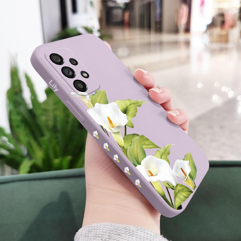 Green Lily Phone Case For Samsung A16 A06 A73 A53 A33 A23 A15 A25 A35 A55 A13 A03S A04 A04S A72 A52S A32 A22 A12 4G 5G