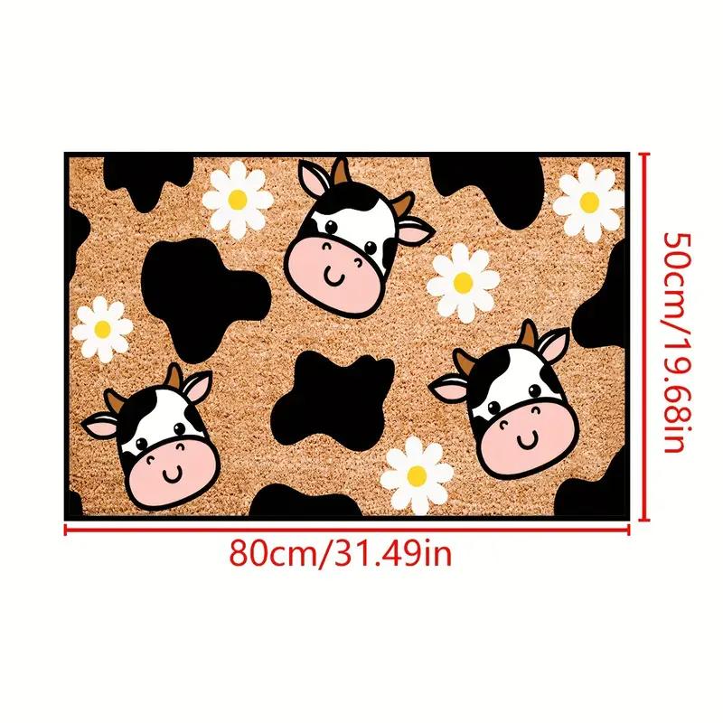 

Adorable Cow Cartoon Print Doormat Non-slip and Durable Entrance Hallway Mat Bathroom Rug Home Decor 40x60cm 16x24inch