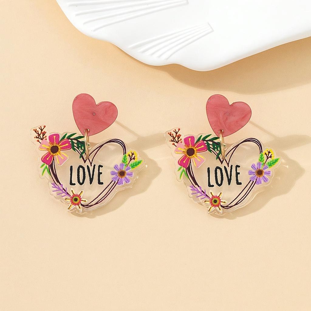 New acrylic color stud earrings, earrings, plate printing earrings, women's new models