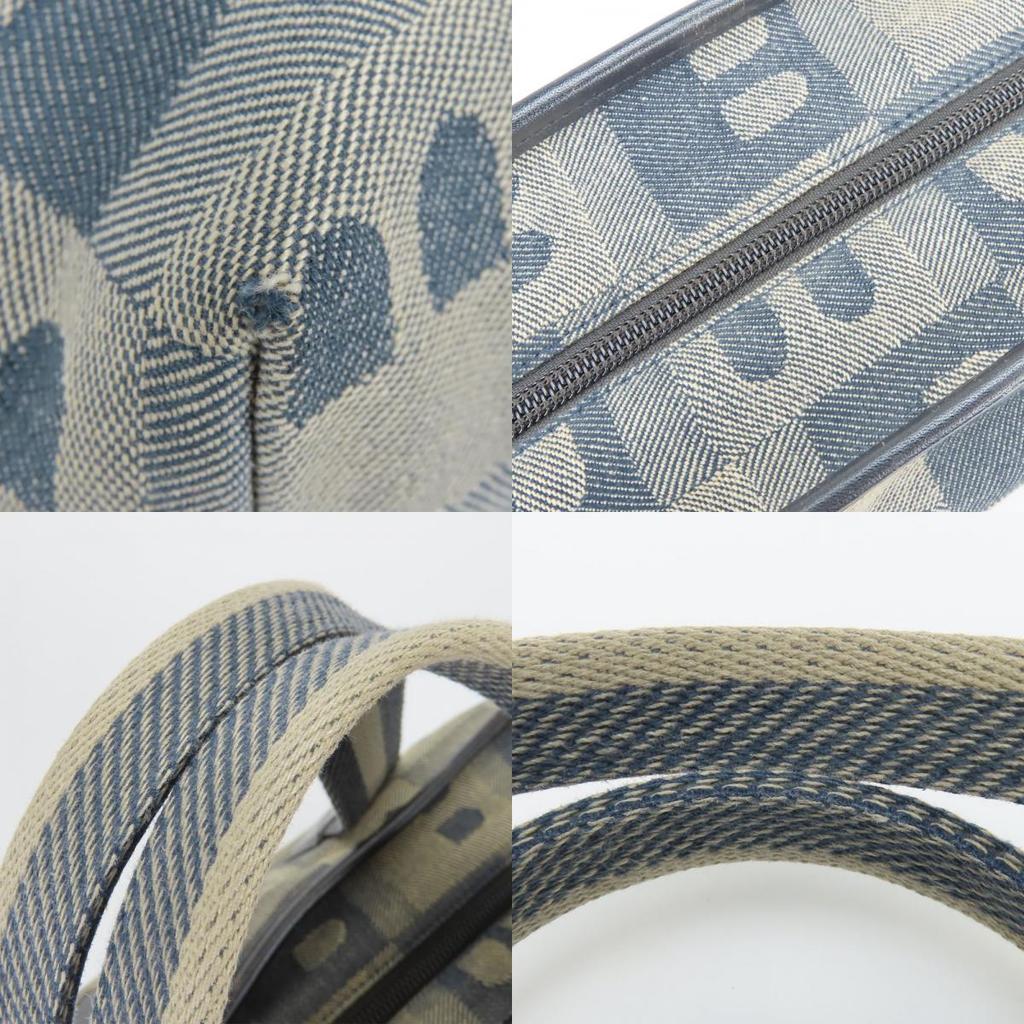 Used BALLY Handbag denim canvas/leather gray Navy casual