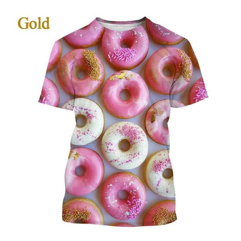 Men's T-shirt Color Blue Donut 3D Digital Printing Personalized Men's Short Sleeved Top T-shirt
