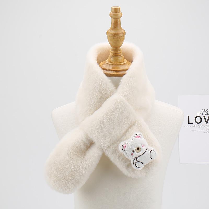2025 Autumn/Winter Plush Faux Rabbit Fur Children's Parent-Child Cartoon Scarf - Korean Style Baby Neck Warmer