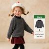 Tongbei 2025 Winter Girls' Striped Semi-High Neck Sweater: Soft, Warm, Versatile