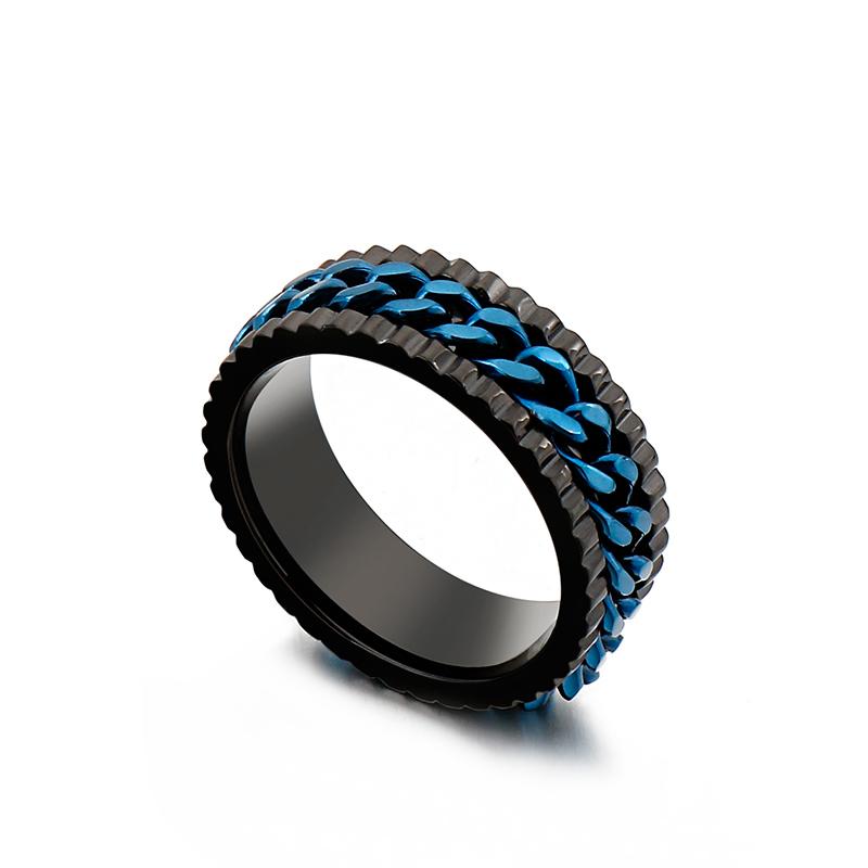 Punk Cuban Chain Rings for Men Stainless Steel Biker Finger Ring Hip Hop Jewelry Male Charms Gift Turnable Anillos
