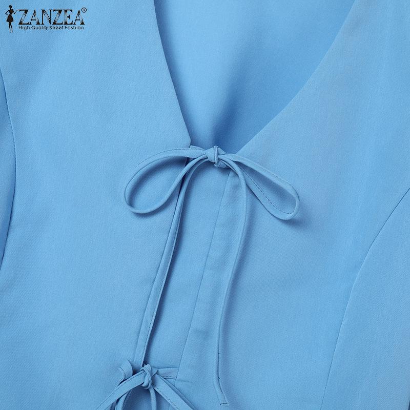 ZANZEA Women Casual Short Sleeve Blouse and Pants Casual Two Piece Suit Sets