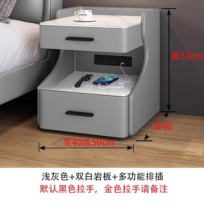 Smart Solid Wood Bedside Table,New Light Luxury Modern Style for 2025 Home Bedrooms,Compact Nightstand with Practical Storage