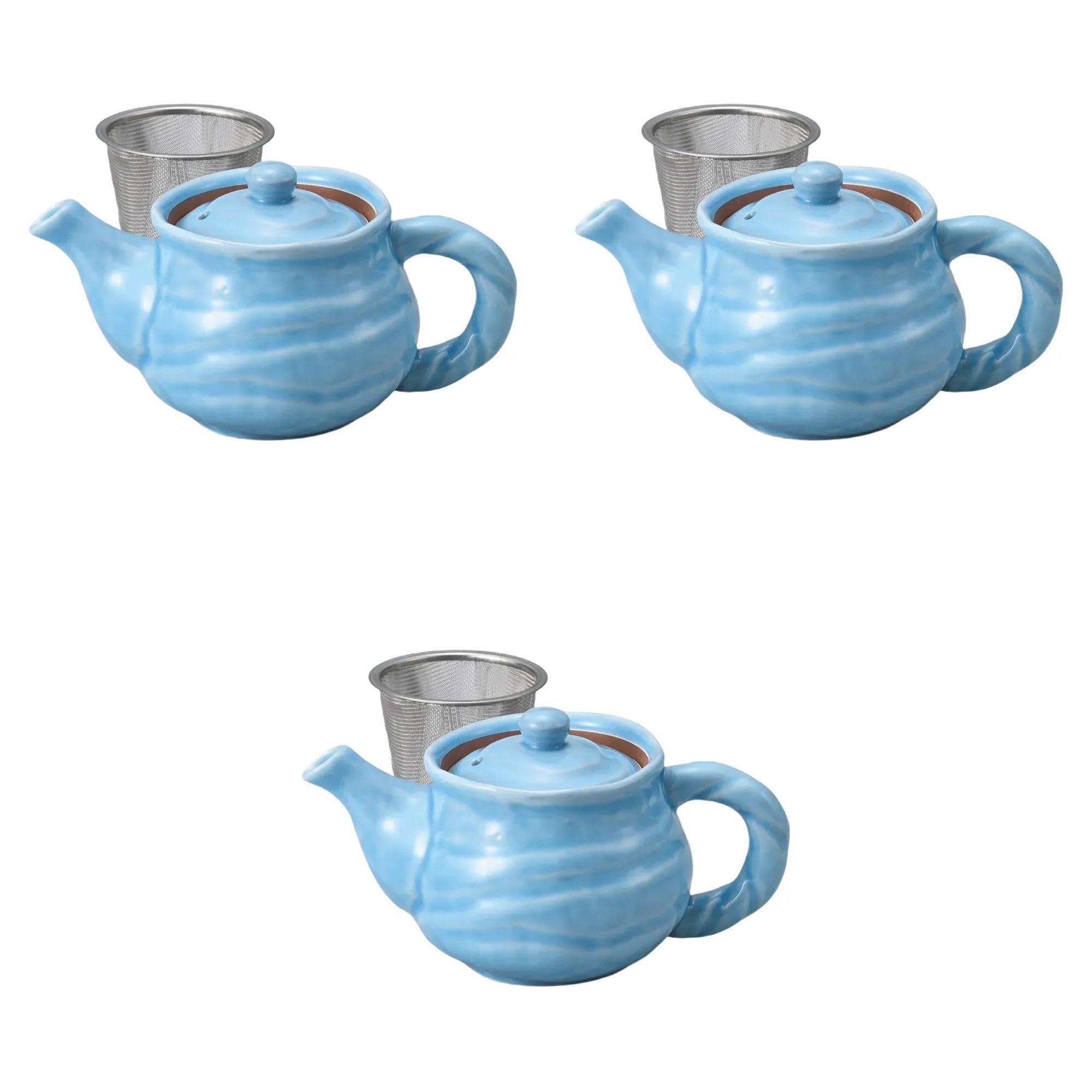 

Set of 3 Light Blue Rope-Handled Pots (with Strainers) [18 x 9 x 9.5 cm (400cc)] Pots by Setomonohonpo