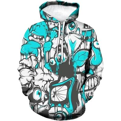 Fashion Novelty Hip-Hop Graffiti Print Men's Hoodies Hooded Sweatshirts Pullover Unisex Spring and Autumn