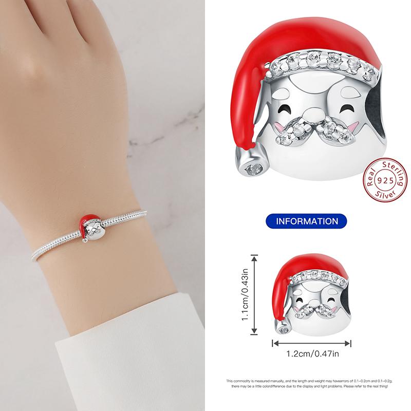 Copper Christmas Charm Beads Fit Original Bracelet Dangle Women Diy Jewelry Christmas Gifts