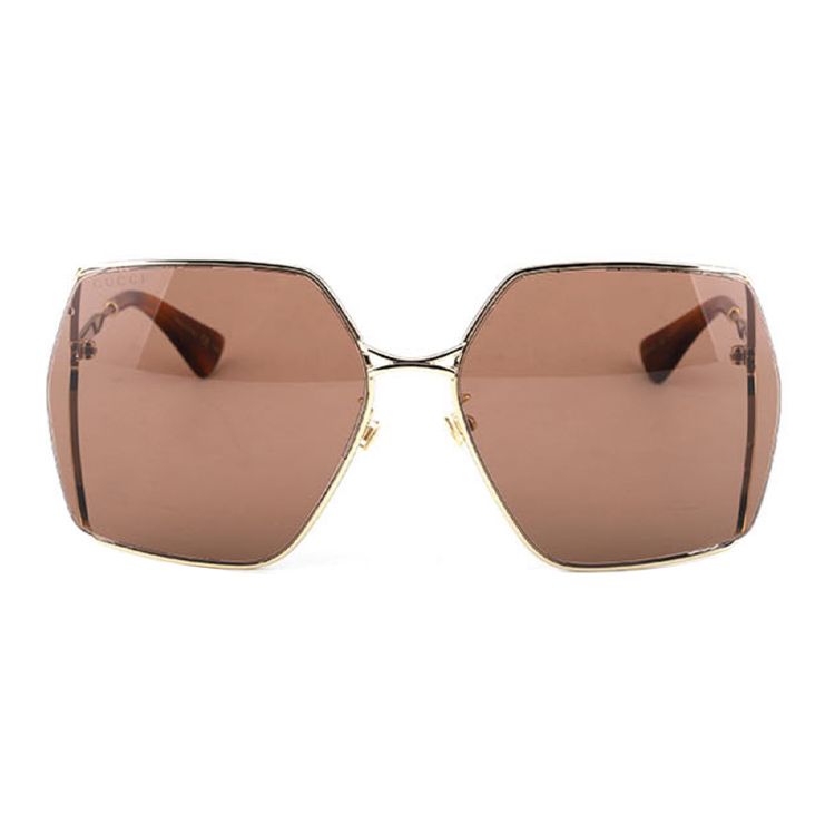 Gucci Herringbone Hollow Large Frame Irregular Square Sunglasses Unisex Sunglasses GG0817S-002