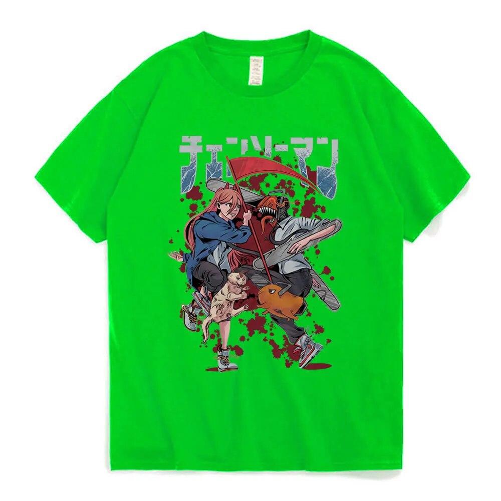 Japanese Anime Chainsaw Unisex T-shirt Unisexga Makima Power Denji Pochita Graphic Print T-shirts Unisex Oversized Streetwear Tees