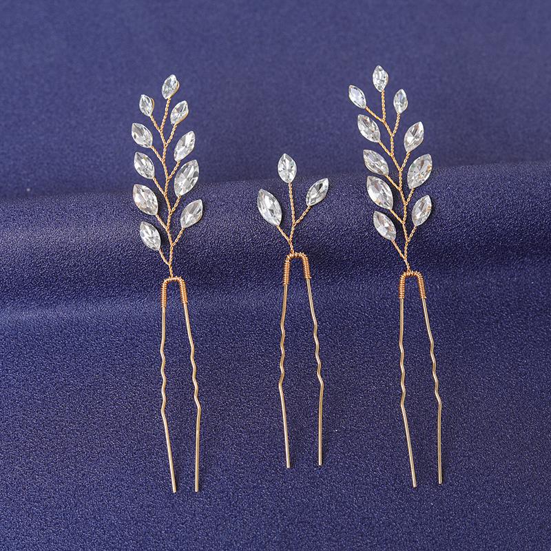 Gold Color Trendy Crystal Hair Pin For Women Party Rhinestone Hair Clip Pin Bridal Wedding Hair Accessories Jewelry Hairpin Gift