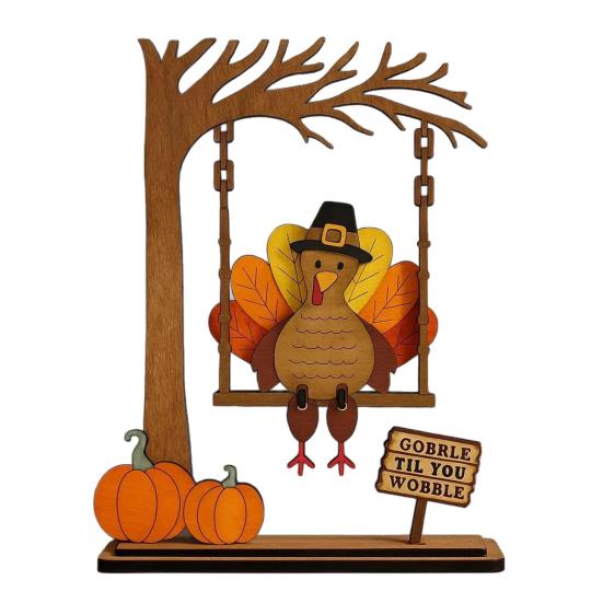 

Юшенг Качающаяся индейка Орнамент День Благодарения Индейка Настольное украшение Деревенская фигурка индейки для фермерского дома Домашний осенний праздник урожая Декор 1pc