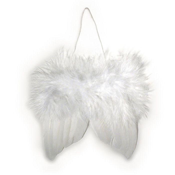 Ailes d'ange en plumes, blanc, 10cm, 2 pces