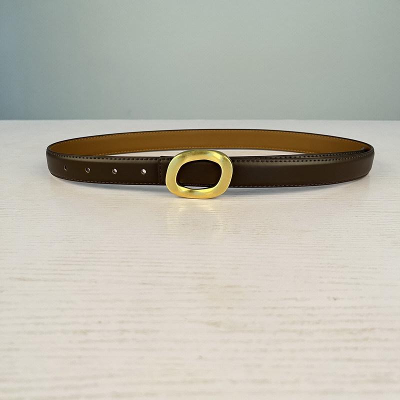 Leather Women'S Belt Simple Round Buckle Girls Belt With Jeans Casual Pants Belt Women'S