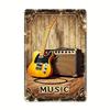 Printed Rectangular Metal Sign Music Sign Guitar Theme Iron  Vintage Metal Iron Sign Vintage Plaque Decorative Mural Featu