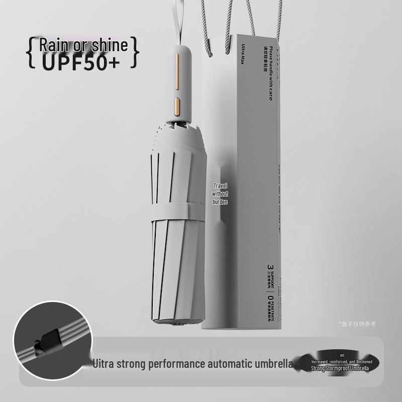 24-Bone Automatic Windproof Folding Umbrella for Men, Rain or Shine, with UV Sun Protection
