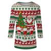 Women's Casual Christmas Print Three-Quarter Sleeve Neck Top