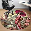 1PCGeisha Blossoms Office Round Area Rug,  Mat Suitable For Office, Under Office Chairs Bedroom Living Room Home Decor, Room Deco