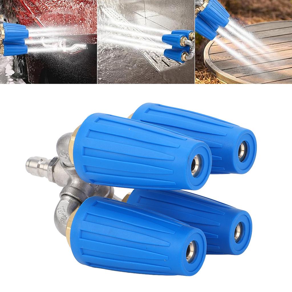 Pressure Washer Turbus Nozzle, 4 In 1 Turbus Nozzle with 360 Rotating Spray Construction, 4000 Psi, Blue, Suitable for Various Clning Tasks, Sy Instal