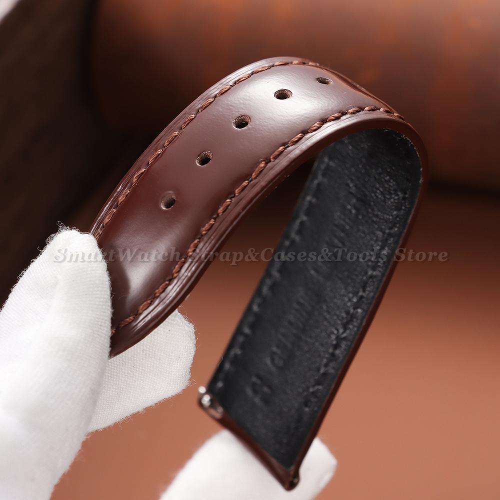 Glossy Oil Wax Leather Watch Strap for Men 18mm 19mm 20mm 21mm 22mm Universal Watch Band Brown Wristband Quick Release Bracelets