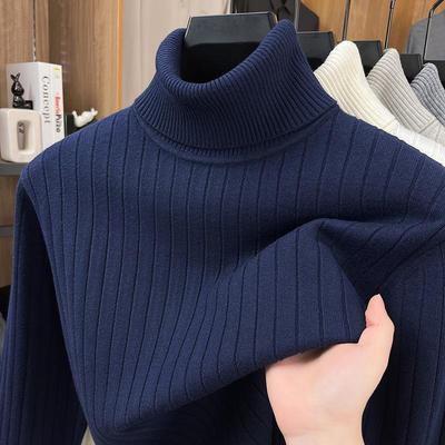 Herbst/Winter Grobstrick Jacquard Pullover - Dicke Einfarbige Halbtuchkragen Strickware für Herren