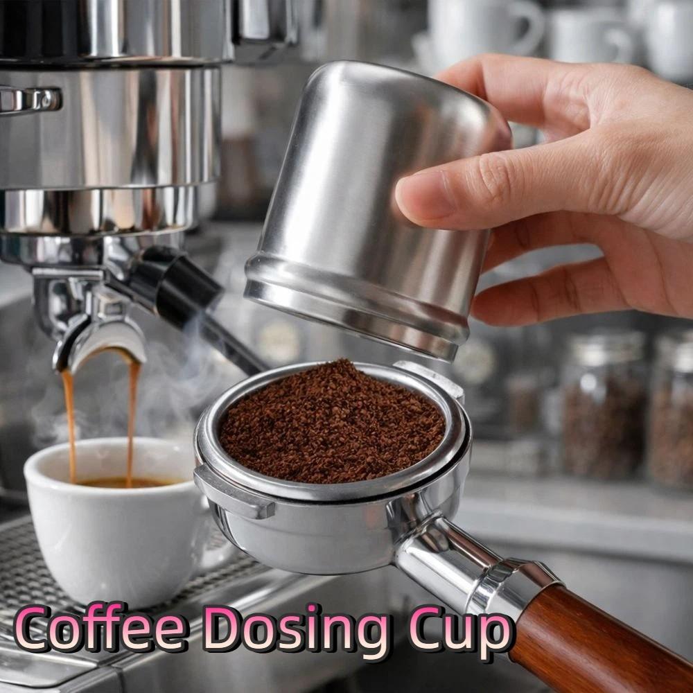 304 Stainless Steel Espresso Dosing Cup Wear Resistant Non-Stick Coffee Dosing Cup Leak-proof Food-Grade Coffee Bean Cup