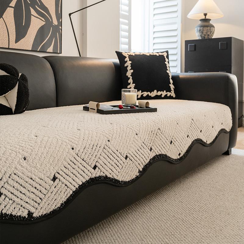 Light Luxury High-End Sofa Cushion  New Four-Season Universal Fixed Non-Slip Special-Shaped Straight-Breasted Leather Sofa Cover