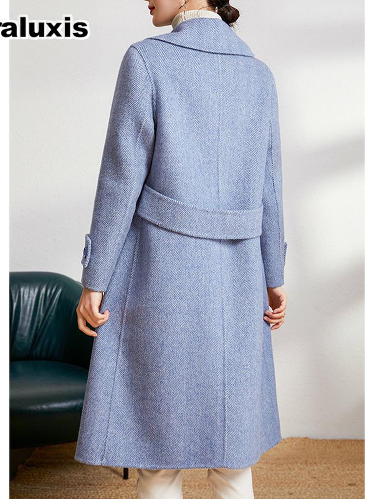 Fall/Winter New Arrivals High-End Long Maxi Coat Wide Fit Tweed Wool Blend Overcoat