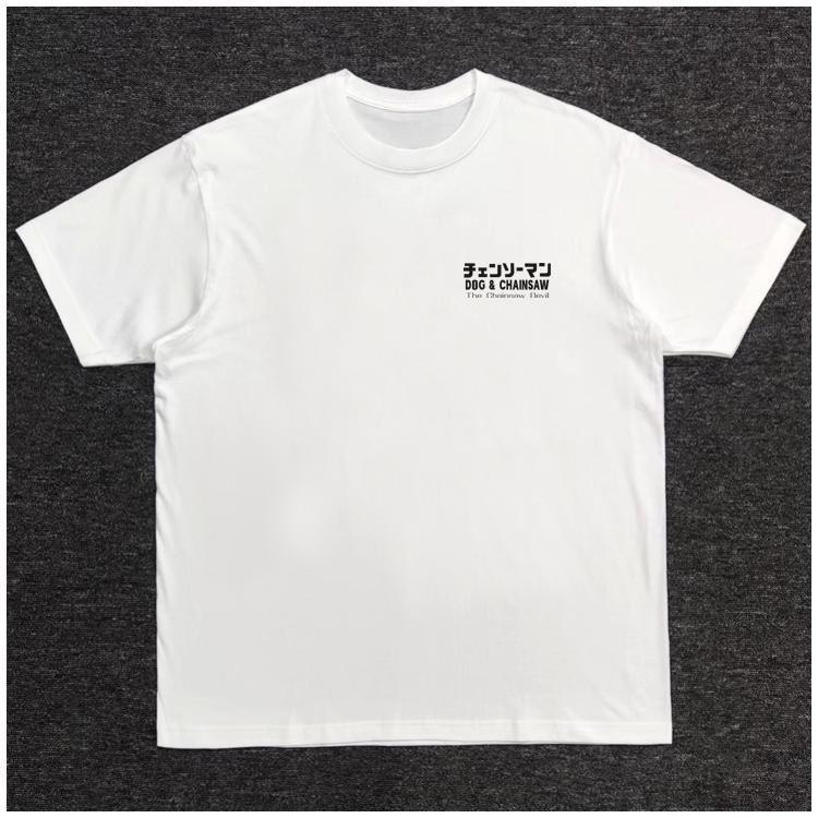 Chainsaw Man Pochita Anime Americký Streetový Krátký rukáv Těžká váha Čistá bavlna Potisk Volný Retro styl pro muže i ženy