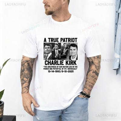 A True Patriot Charlie Kirk Shirt Rest In Peace Charlie Kirk 19932025 Thanks for The Memory Graphic T Shirts Woman Man Cotton