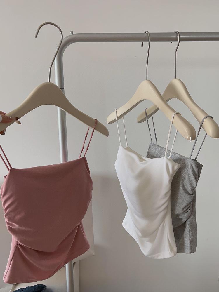 Chest Pad Crop Tops Solid Halter Tank Top Women Summer Camis Backless Camisole Fashion Casual Tube Top Female Sleeveless Cropped Vest