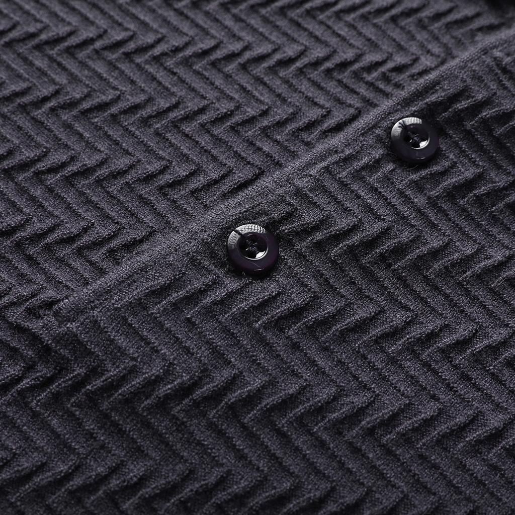 [Sheep Wool&Texture Jacquard] Spring and Autumn New Skin Friendly Breathable Men's Polo Knitted Collar