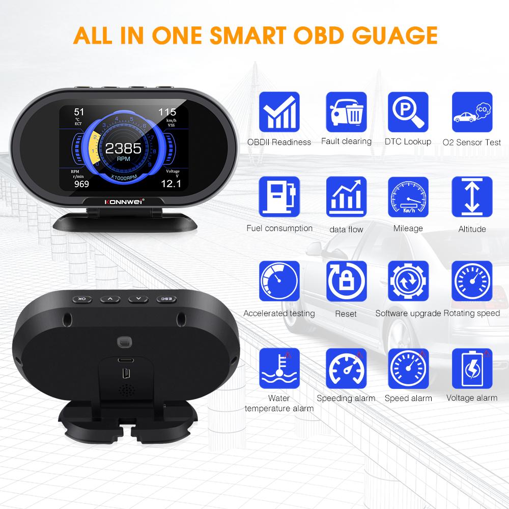 KONNWEI KW206 OBD2 Car On-Board Computer Auto Digital Computer Display OBD 2 Scanner Fuel Consumption Water Temperature Gauge