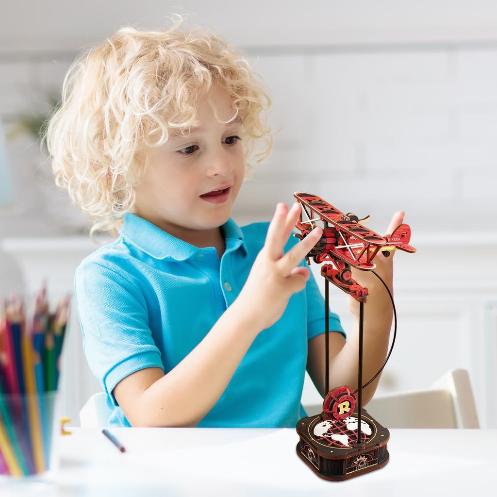 3D Wooden Puzzle, Airplane Swing Model, 3D Puzzle Model Building Kit, Birthday Christmas Creative Gift For Adults & Teens