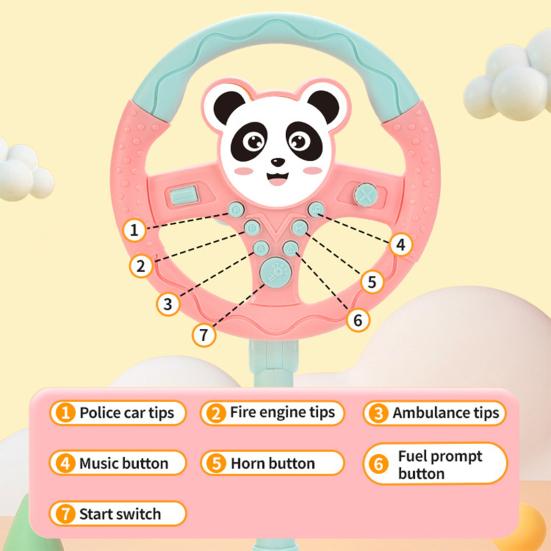 Kids Standing Steering Wheel Toy Backseat Car Driving Simulation Wheel Interactive Musical