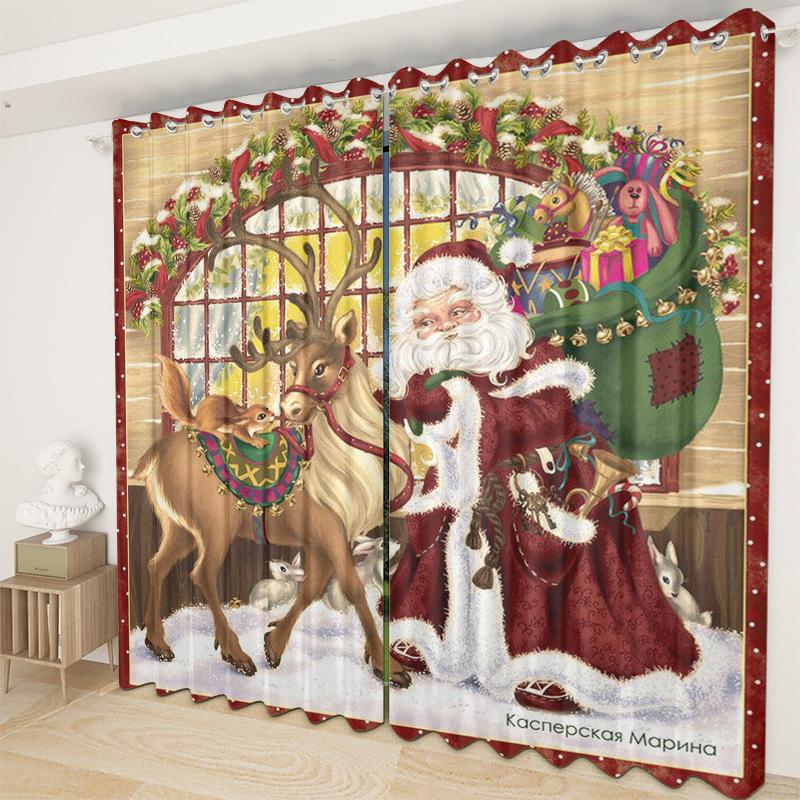Christmas Curtains Bedroom Living Room Balcony Blackout Curtains Office Hotel Insulation Curtains