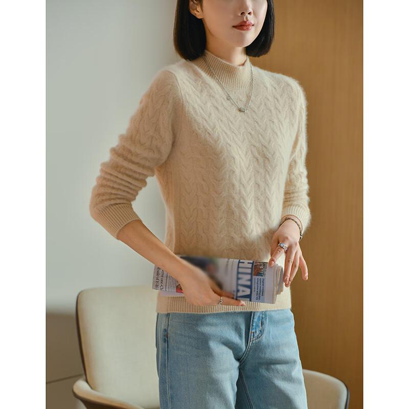 Fanzhen Women's 100% Wool Thick Turtleneck Sweater