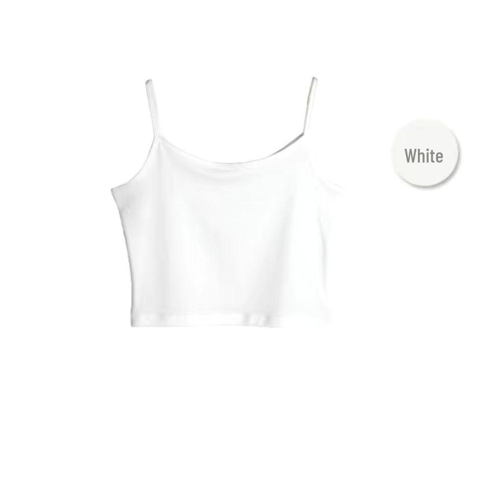 Women s Solid Color Cool Cotton Crop Top Camisole - Black/White Small белый