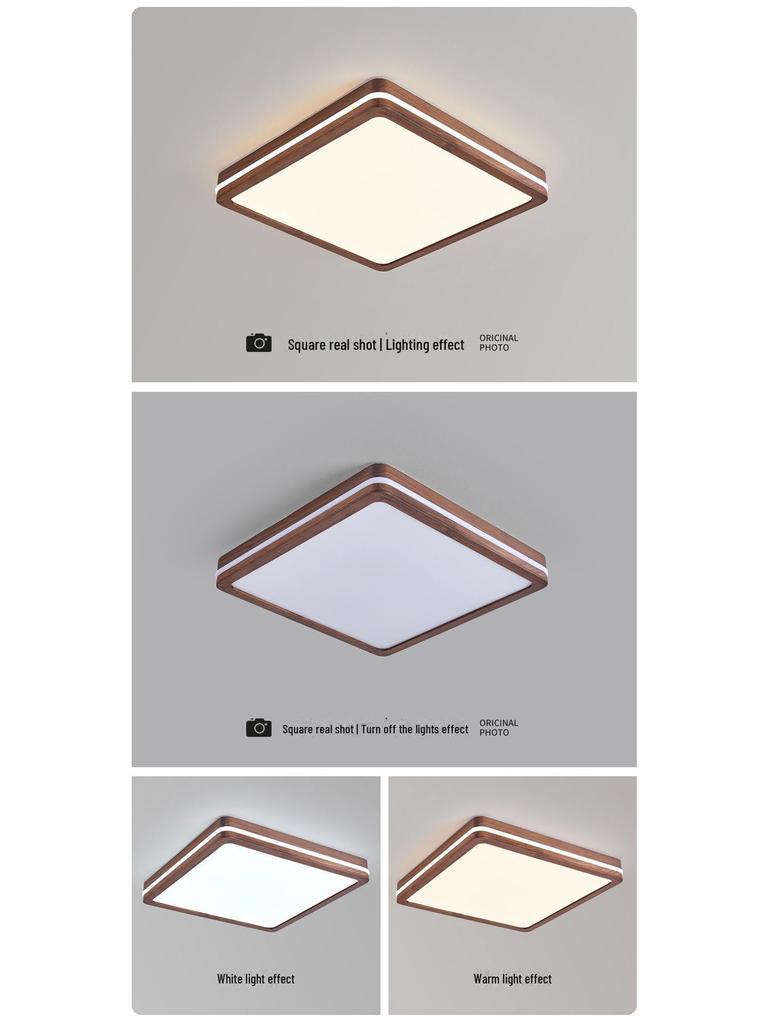 Solid Wood North American Walnut Ceiling Lamp with Full Spectrum Eye Protection for Living Room and Bedroom
