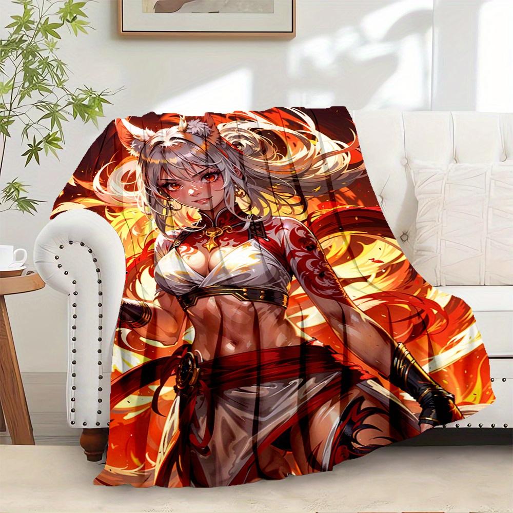 1pc Flannel Throw Blanket, Fantasy Character,Mythical Creature,Ethereal BeautyPattern Printed Blanket, Warm Cozy Soft Blanket For Couch Bed