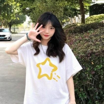 American large version short-sleeved t-shirt women's summer new middle school and high school students loose casual cotton half-sleeved top tide