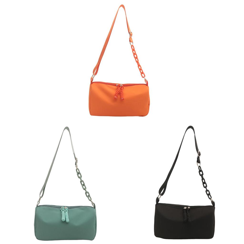 Boston Style Casual Canvas Pillow Bag With Chain Detail For Daily Use