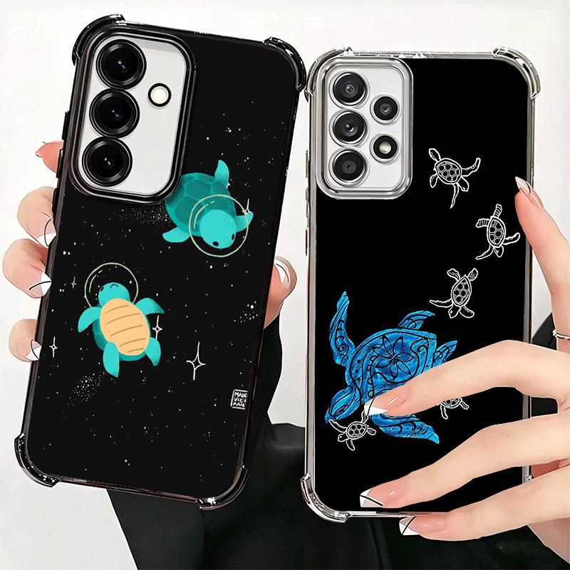 Cartoon Ocean Sea Turtle Plating Phone Case For Samsung A17 A07 A37 A57 A16 A56 A15 A55 A14 A54 A13 A53 A26 A36 A25 A35 A24 A34