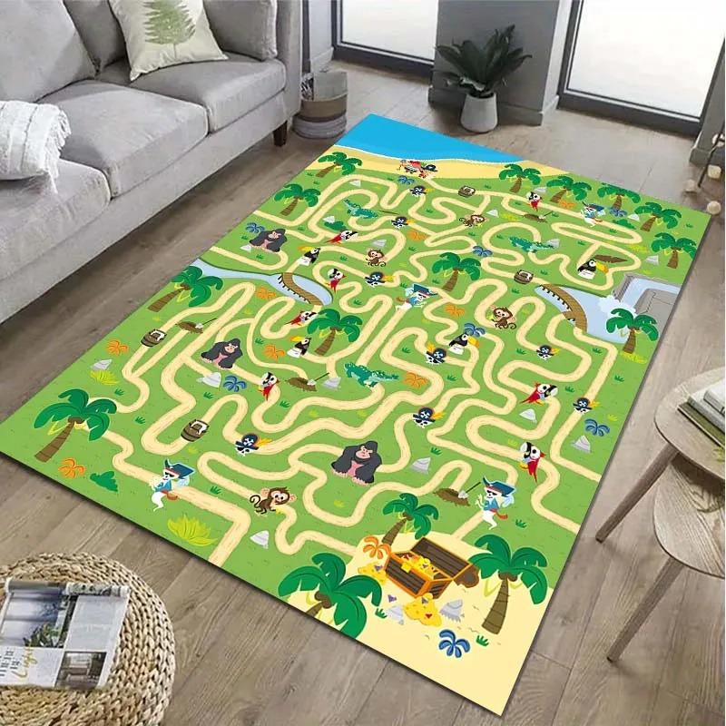Barevný bludiště koberec herní vzor koberec "START to END" podložka vzdělávací labyrintová podložka do obývacího pokoje domácí dekorace dětský podlahový koberec