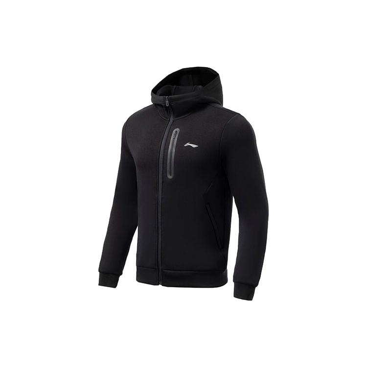 Li Ning Fitness Series Sweatshirts Men s Black Hooded Moderate Cardigan AWDR891-1 S